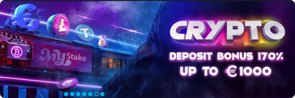 MyStake Casino crypto deposit bonus 170% up to €1000