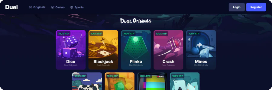 Duel Casino Main page RTP