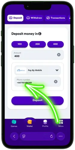 Best Gambling Apps phone number deposit screen