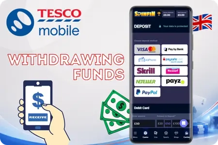 Withdrawing casino winnings after using Tesco Mobile casino payment methods